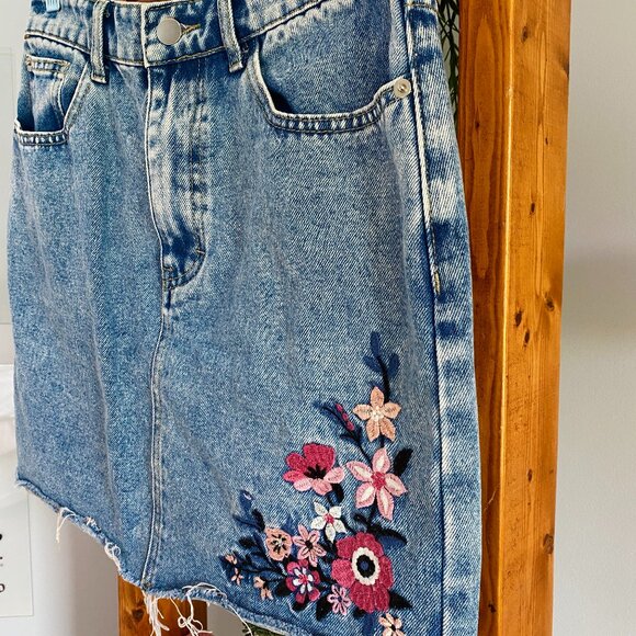 Tatiana Embroidered Denim Mini Skirt - Picture 2 of 5